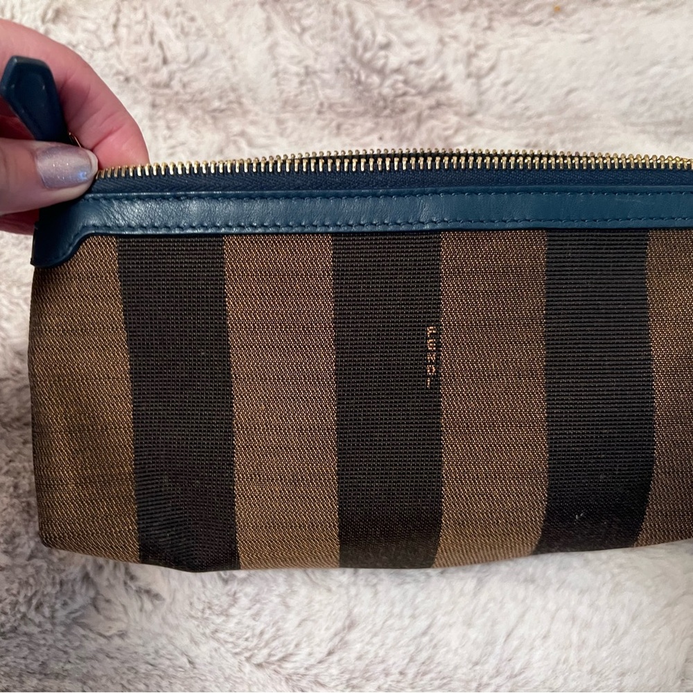 Fendi Brown and Black Striped Clutch
